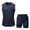 Dark Blue, variant on Bovxnpu Men's Clothing Set 2 Piece Outfits Tracksuit Sleeveless Crew Neck Men's Casual Button Shirt Pants Set