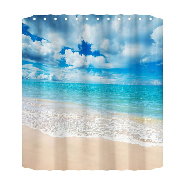 asddcavvf Rideau de Douche Imprimé Plage Océan 70 Pouces avec 12 Crochets Rideau de Douche Salle de Bain Côté Lourd Rideau de Douche Lavable en Machine Rideaux de Bain Transparents pour Salle de Bain