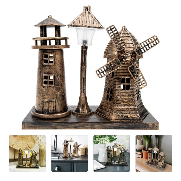 Novelty Lamp Light Brown Resin Lighthouse Design For Friends Bedside 1Pcs 6.1x5.7In