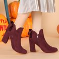 thumbnail image 2 of Unique Bargains Women's Round Toe Bow Decor Chunky Heel Ankle Boots, 2 of 7