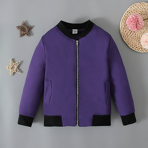 LFEOOST Outerwear Girls with Pockets Baby Windproof Autumn Coat Toddler Boys Warm Jacket Kids Girls Girls Furry Hood Coat Navy 4-5 Years