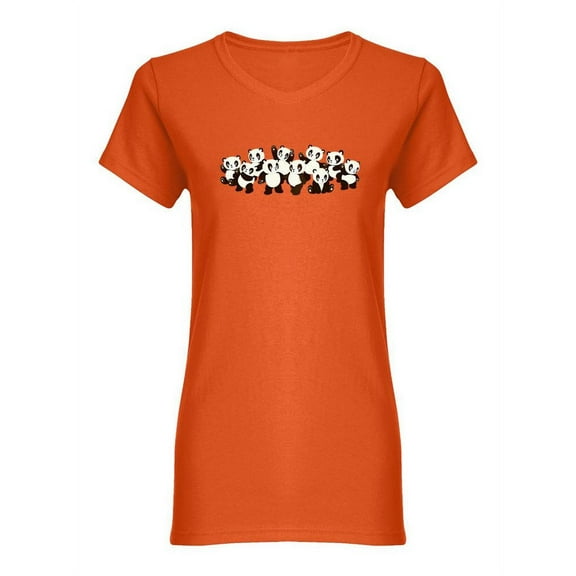 Group Of Cute Pandas Shaped T-Shirt Women -Image by Shutterstock, Female Medium