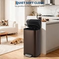 thumbnail image 2 of Bingirl Kitchen Trash Can 8 Gallon Stainless Steel Garbage Can with Soft Close Lid Foot Pedal and Removable Inner Bucket for Home Office Living Room (Matte Brown), 2 of 7