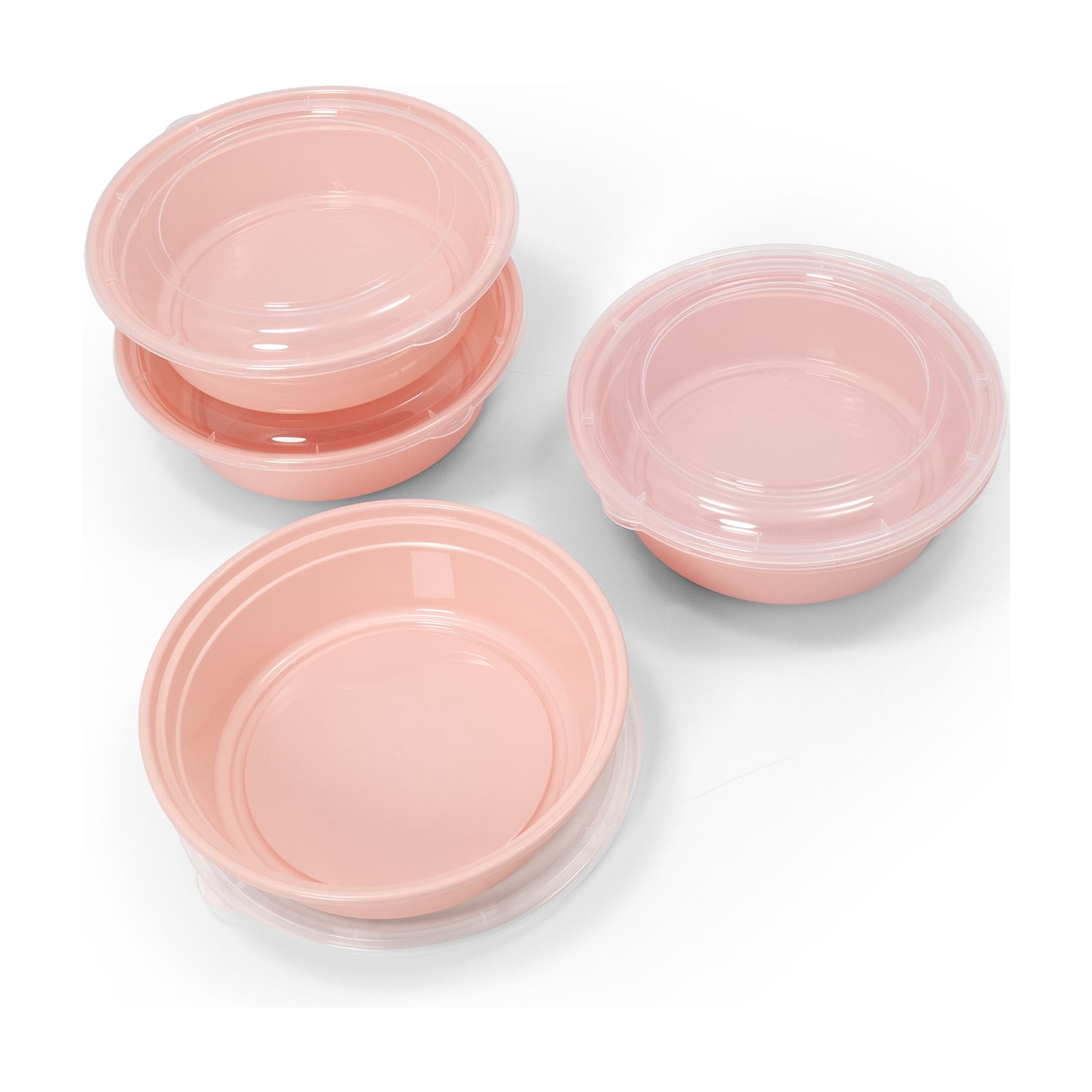 Mainstays 5-Pack Round BPA-Free Plastic Meal Prep Food Storage Containers, 1L, Pink Blush