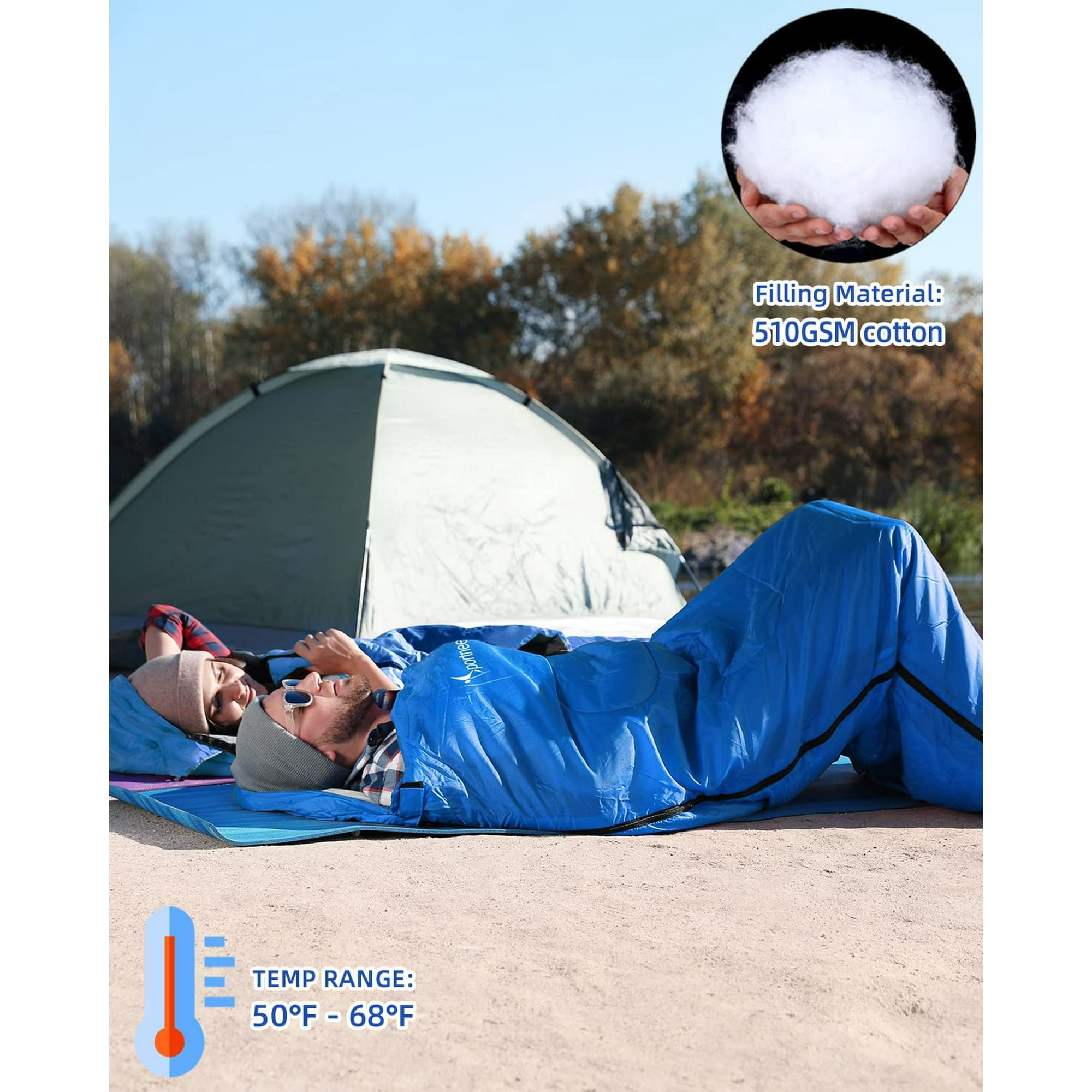 Sportneer Sac de Couchage Imperméable 3-4 Saisons