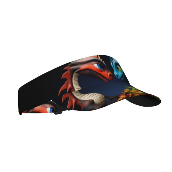 Balery Playful Colorful Dragons Flowers Sport Wear Athletic Visor Sun Sports Visor Hat Visor Adjustable Cap for Women and Men (One Size)