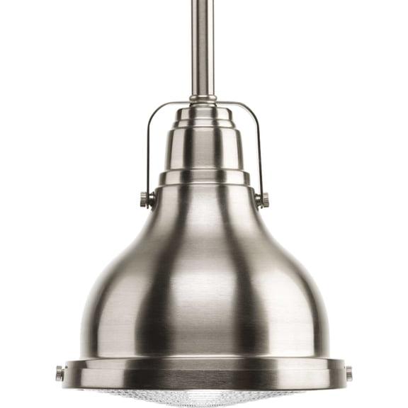 Progress Lighting, Fresnel Lens Collection, 1-Light LED Pendant, Brushed Nickel, Prismatic Glass, Material: Steel