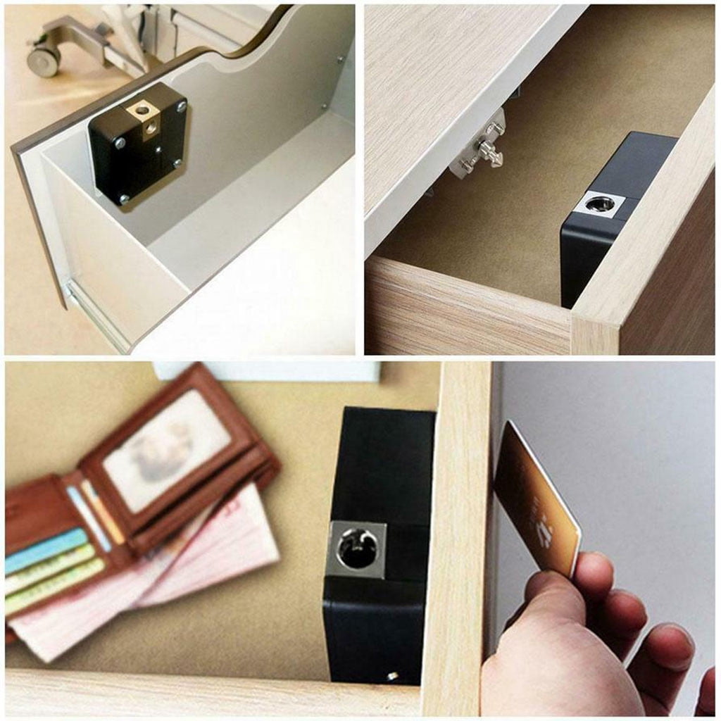 Pedty 1 Set Of Hidden Drawer Locks (1 X Lock Body, 1 X Lock, 2 X Cards, 2 X Keychains, 1,Drawer Induction DIY Hidden Wardrobe RFID Cabinet Lock Digital Smart Tools & Home Improvement