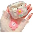 thumbnail image 3 of Compatible with AirPods Pro Clear Case, 3D Flowers and Pink Floral Pattern Design with Cute Cartoon Flower Keychain, Soft TPU Protective Shockproof Case for Airpod Pro for Girls Women, 3 of 9