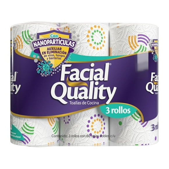 Toallas de cocina Facial Quality 3 rollos con 60 hojas dobles c/u