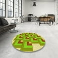 thumbnail image 4 of Ahgly Tapis d'Intérieur Lavable en Machine Carré Transitionnel Vert/jaune Vert, 5 Pieds Carré, 4 of 7