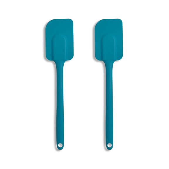 Mrs. Anderson’s Baking Silicone Spatula, Flexible And Nonstick, One-Piece Design, Turquoise, Set Of 2, For Mixing, Folding, Scraping, Baking, And Cooking