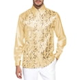 thumbnail image 3 of Shiny Metallic Sequin Shirt for Men Long Sleeve Button Down Collared Dress Shirt Disco Party Wedding Formal Suit, 3 of 5