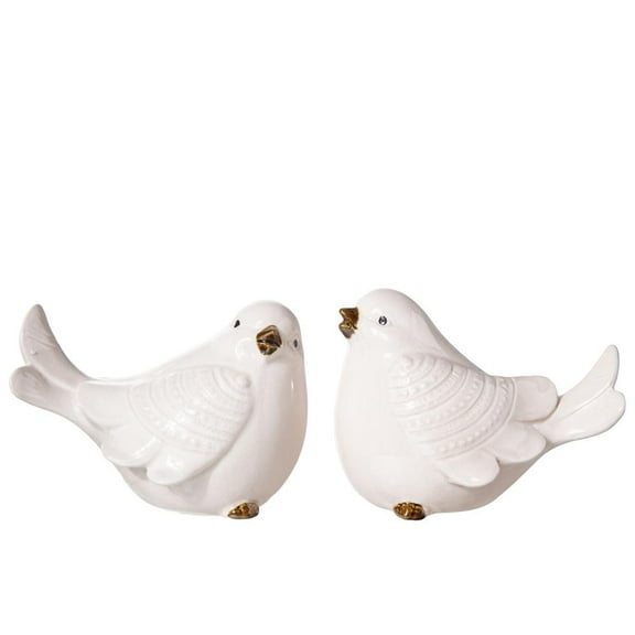 Urban Ceramic Standing Cardinal Bird Figurine LG Assortment of Two Gloss Finish Pink