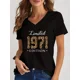 thumbnail image 4 of Camiseta con estampado de edición limitada de 1974, ropa de calle con años de leopardo para mujer, camiseta Harajuku, ropa femenina, camiseta con cuello en V con patrón de cumpleaños, 4 of 5