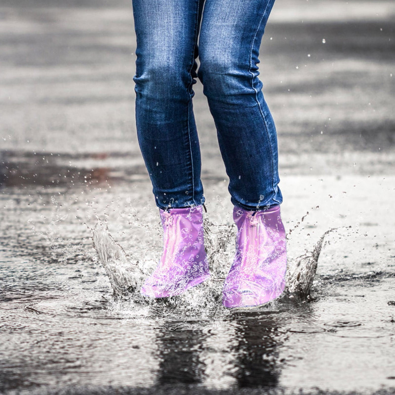 Dot Printed Water Proof Shoes Boot Cover Zipper Rain Shoe Covers