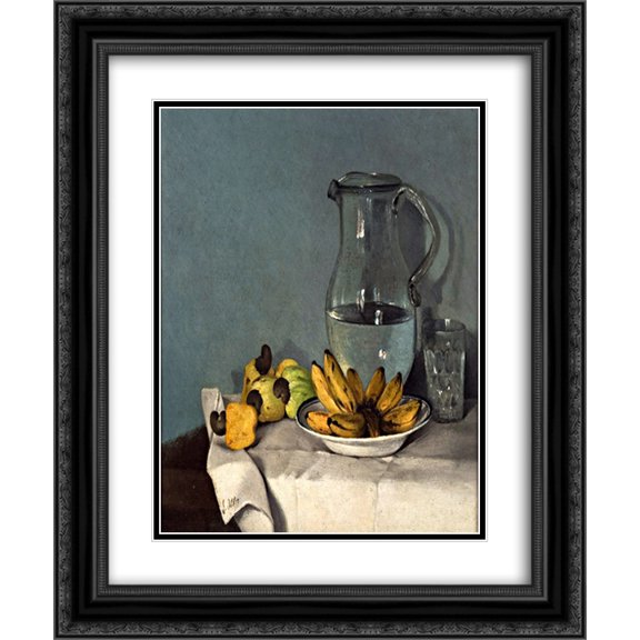 Francisco Oller 2x Matted 20x24 Black Ornate Framed Art Print 'Still life with bananas, jar and cashews 1870'