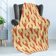 thumbnail image 4 of Lobster Soft Flannel Fleece Throw Blanket, Symmetrical Continuous Pattern with Lobster Ocean Animal Concept, Cozy Plush for Indoor and Outdoor Use, 60" x 80", Cream and Vermilion, by Ambesonne, 4 of 5