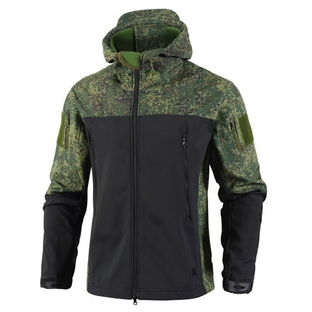 Awdenio Jackets for Men Military Tactical Color Blocked Winter Warm Fleece Hooded Coat Outdoor Hiking Hunting Jacket