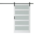 thumbnail image 4 of 48'' x 84'' 5-Lite Glass Sliding Barn Door White Primer Surface Solid Wood with Hardware Kit, 4 of 9
