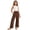 WER260720#Brown, variant on Girls Linen Pants Wide Leg Pants Casual Drawstring Pants Loose Fit Pants with Pockets 4T-4T