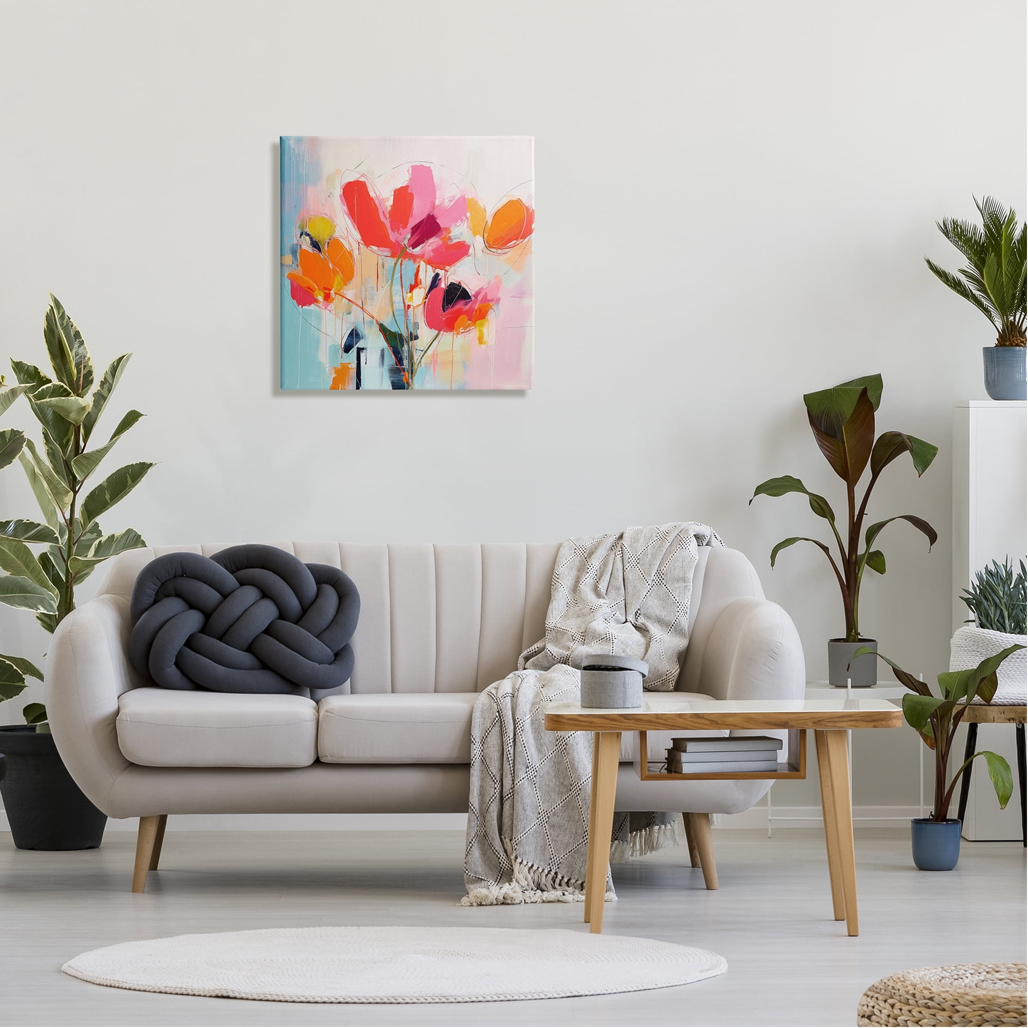 Stupell Industries Abstract Pink Florals Abstract Painting Gallery Wrapped Canvas Art Print Wall Art, 24 x 24