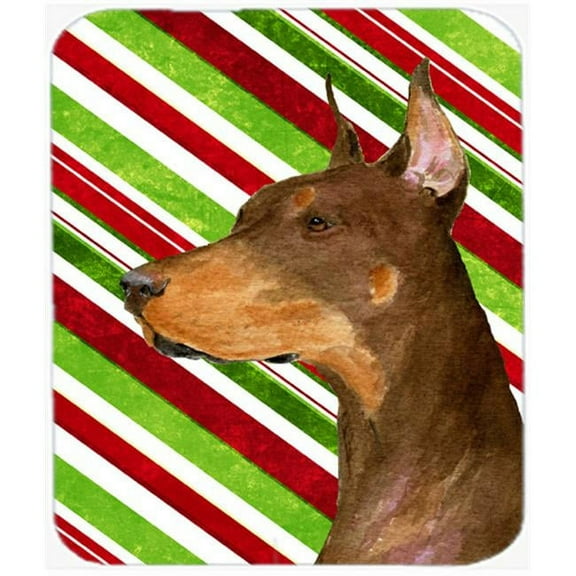 Doberman Candy Cane Holiday Christmas Mouse Pad, Hot Pad Or Trivet