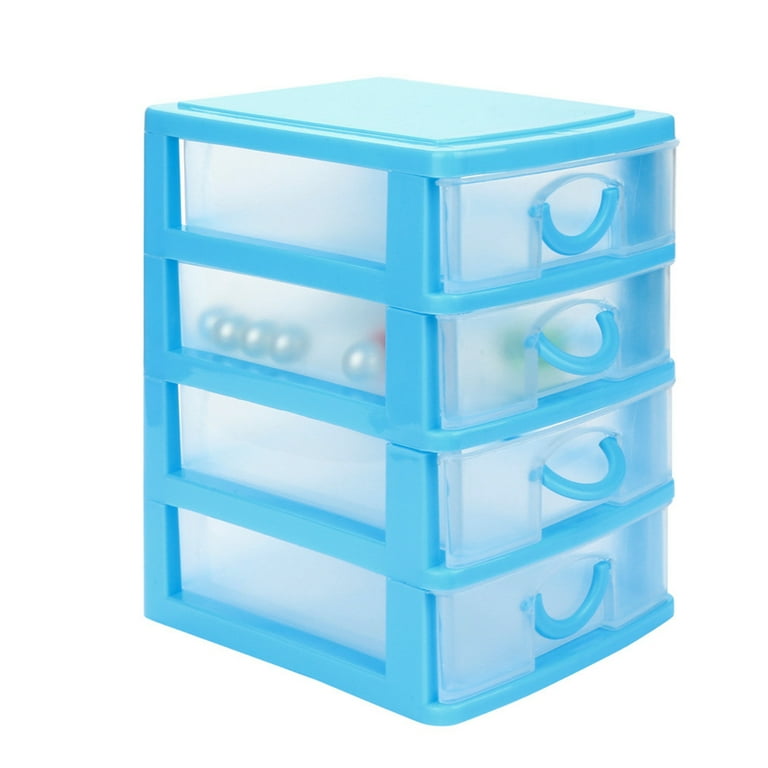 CHGBMOK 3 Layer Drawer Unit Organizer for Adult Mini Plastic Sundries Case  Small Organizer Box Blue 
