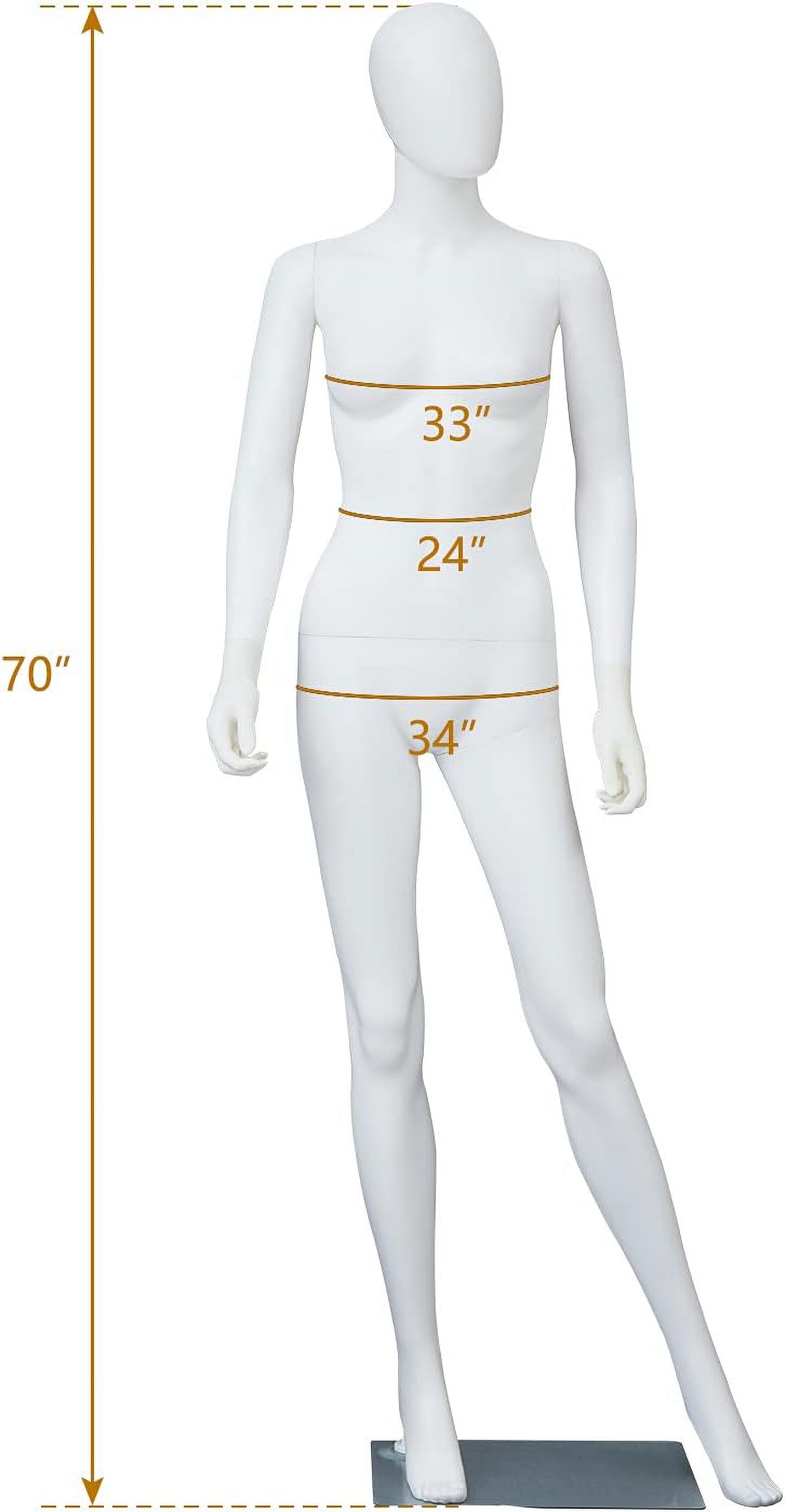Kinbor 6FT Female Mannequin Dress Form Display, Manikin Torso Stand Realistic Full Body Mannequin for Retail Clothing Shops, Halloween Christmas Cosplay, White(Posture A)