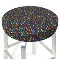 thumbnail image 3 of Qekee Musical Notes Print Velvet Round Bar Stool Seat Cover, Soft Foam Cushioned Protector with Non-Slip Backing for Kitchen, Office & Restaurant Chairs-14 inch, 3 of 7