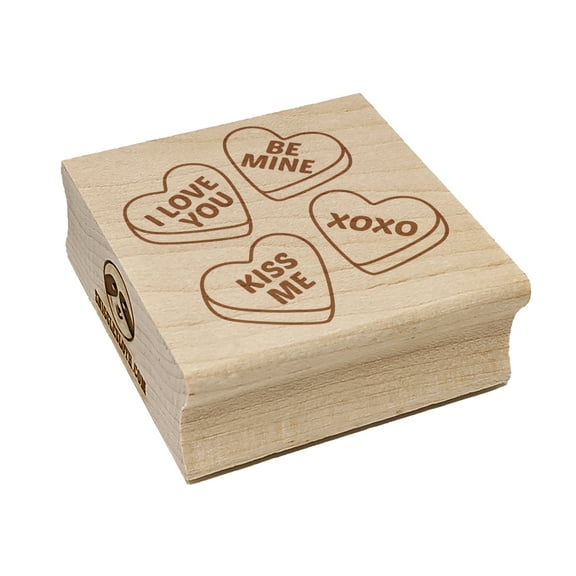 Valentine's Day Conversation Hearts Square Rubber Stamp Stamping Scrapbooking Crafting - Small 1.25in