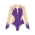 thumbnail image 5 of Yeahdor Womens Rhinestone Gymnastics Leotard Long Sleeve Figure Skating Bodysuit Ballet Dance Leotard Purple XL, 5 of 7