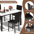 thumbnail image 4 of AWQM 5 Piece Dining Table Set, Modern Faux Marble Tabletop and 4 PU Leather Upholstered Chairs, Rectangle Kitchen Table and Chairs for 4 Persons, Small Dining Set for Bar Dining Room Breakfast Nook, 4 of 9