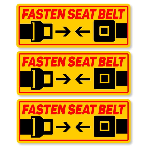 3x Fasten Seat Belt Warning Caution Vehicle Car Bus Safety Strap Vinyl Stickers