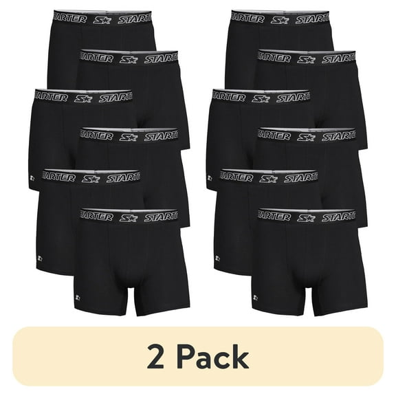 (2 pack) Starter Men's and Big Men’s Stretch Cotton Boxer Briefs, 6-Pack, Sizes S-5X