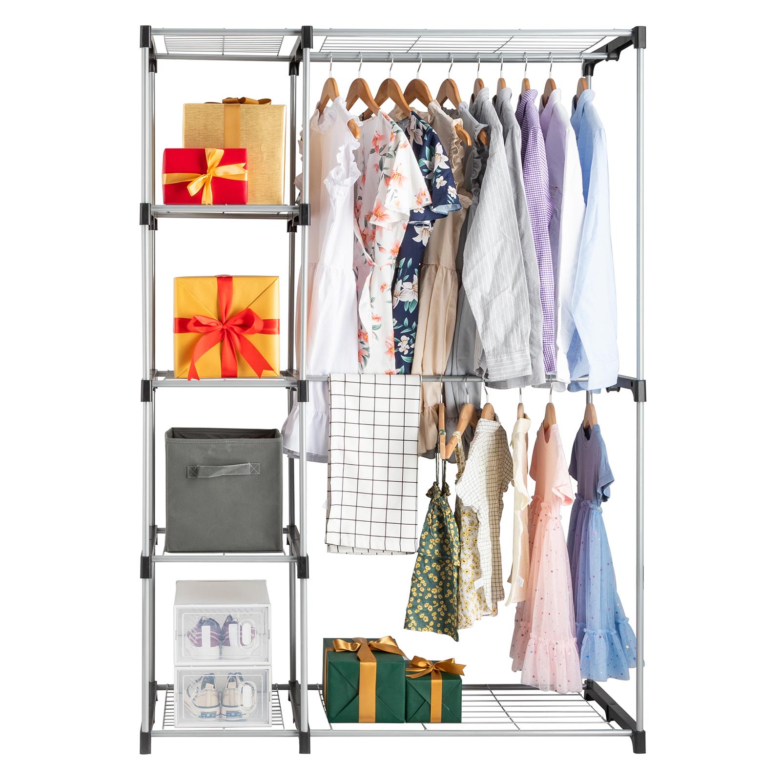 Zimtown Silver Portable Closet Organizer Storage Clothes Hanger Garment Shelf Rail Rack - image 3 of 13
