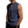thumbnail image 3 of Guluxicc Men's Tank Tops Drawstring Tie Neck Solid Color Sleeveless Tops Summer Outdoor Casual Beach Shirts, 3 of 8