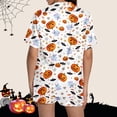 thumbnail image 6 of MVRLSH Womens Pajama Sets for Women 2 Piece Halloween Pumpkin Print Button Short Sleeve Shirt And Short Plus Size Cute wear Soft Sleepwear Lounge Set White - XL, 6 of 7