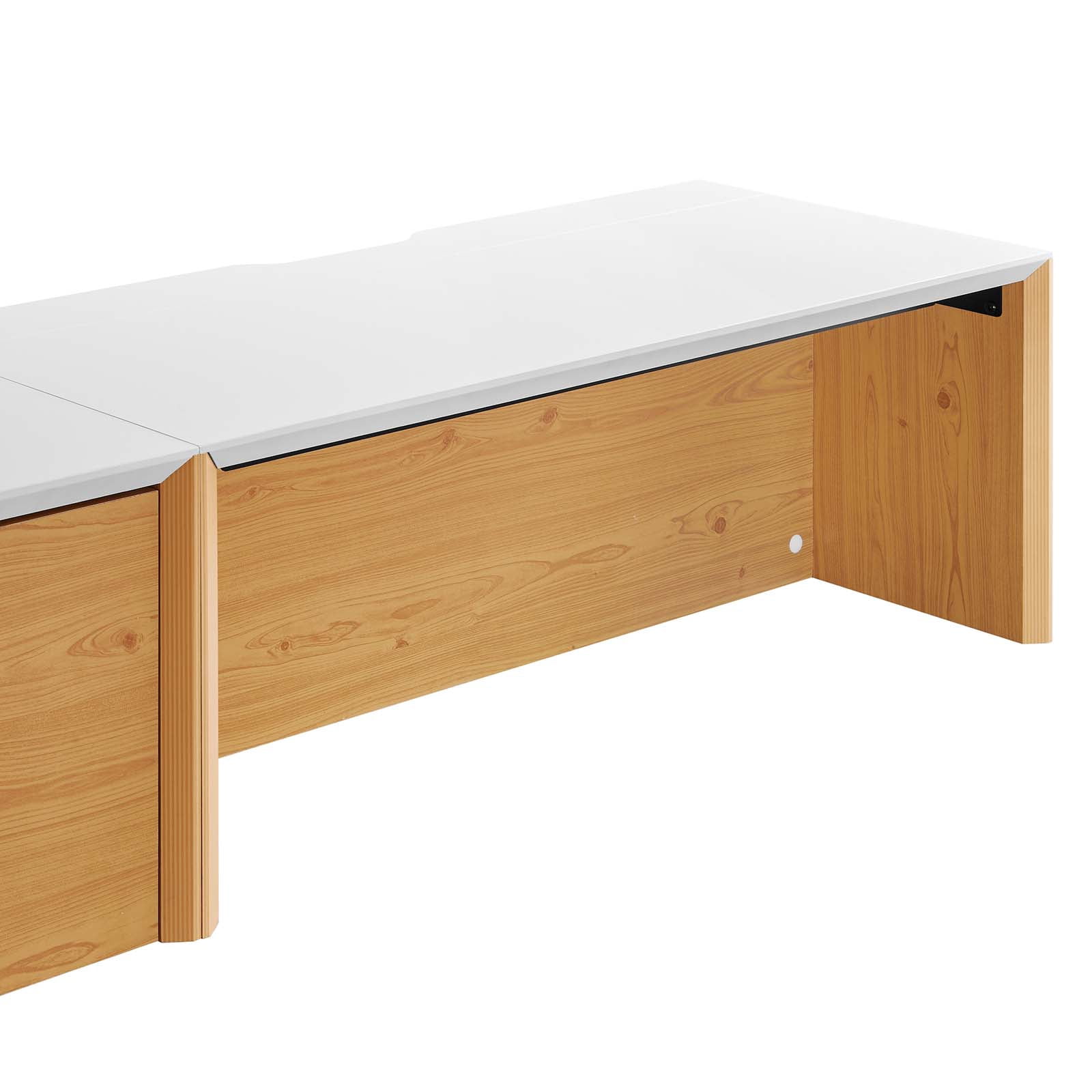 Kinetic 38" Wall-Mount Office Desk With Cabinet and Shelf in White Natural