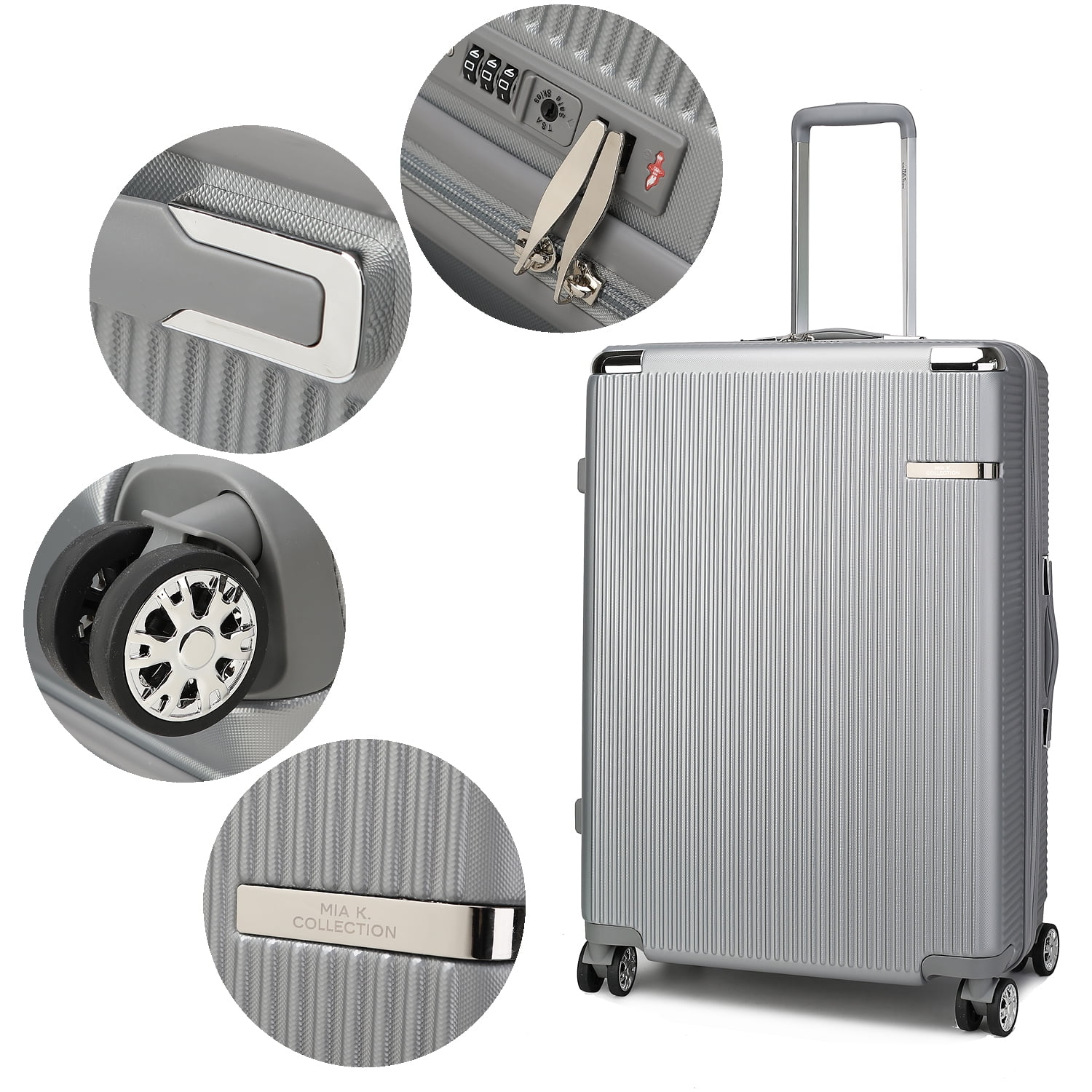 MKF Collection Tulum Extra Large Luggage Hardside, Luxurious Travel Suitcase by Mia K - Navy