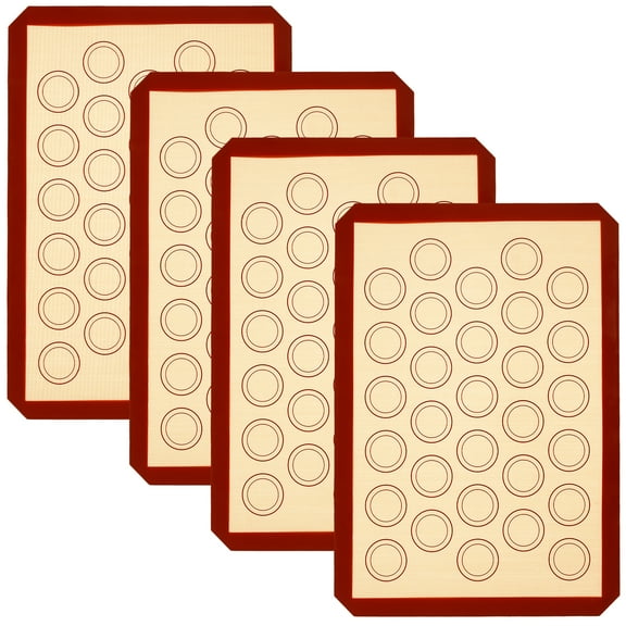 4 Pcs Silicone Baking Mat,Non-Stick Macaron Silicone Mat for Baking,Reusable Heat Resistant Half Sheet Baking Mat for Cookies Macarons Bread Pastry(16.5"x11.6")