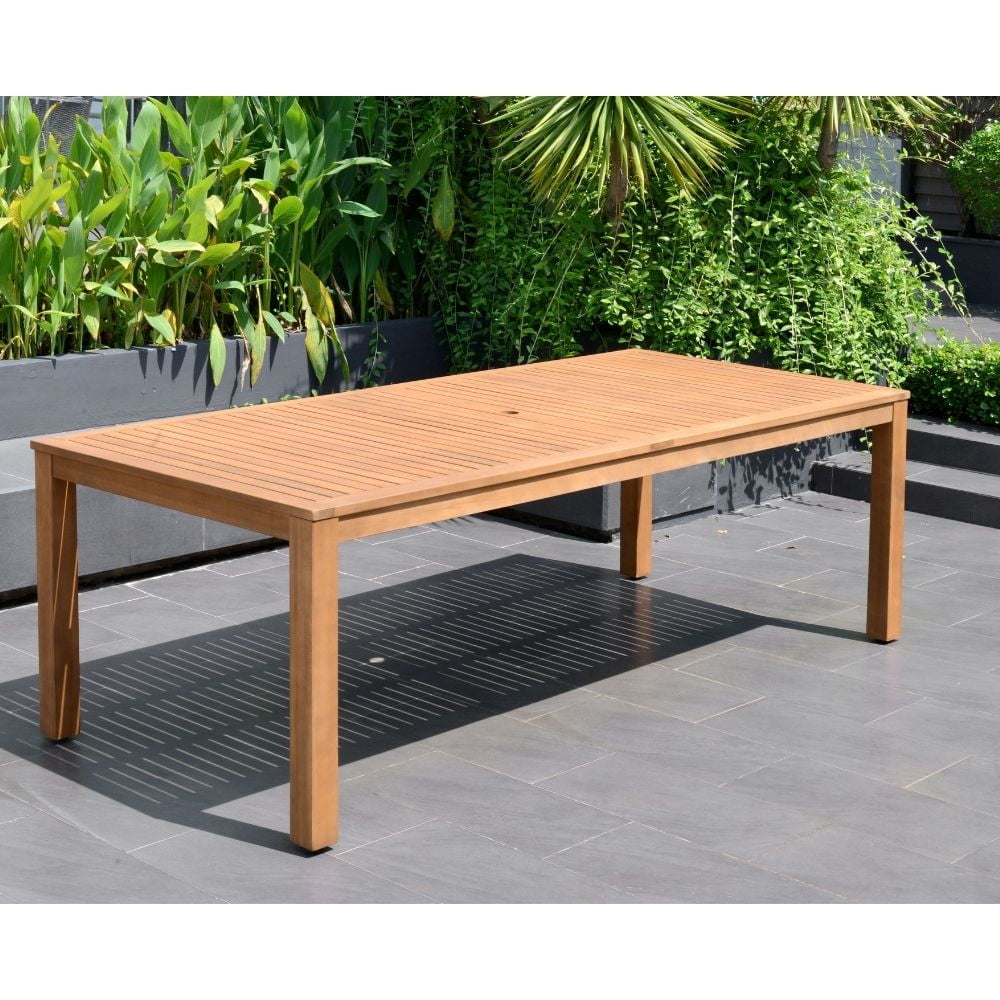 Amazonia Paraty 9-Piece Patio Dining Table Set, Teak Finish & Aluminum, Ideal for Outdoors and Indoors, White