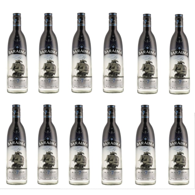 Pack de 12 Ron Baraima Black Añejo Cristalino 7 Años 750 ml Baraima Black Añejo Cristalino 7 Años