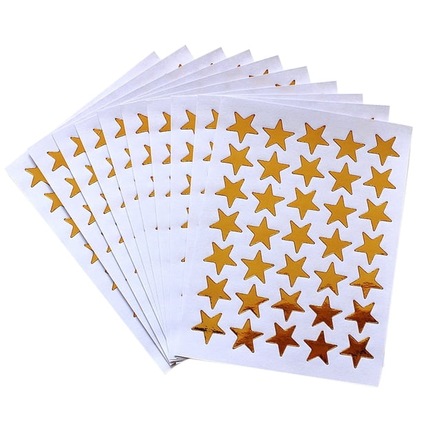 10 hojas, 350 unidades, pegatinas infantiles doradas de estrella de cinco puntas, etiquetas autoadhesivas