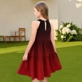 thumbnail image 7 of Abcomgle Girls Midi Dresses 7-16 Halter Neck Sleeveless Girls Dresses Gradient A-line Sundresses Basic Swing Dresses 9-10 Years,Wine, 7 of 7