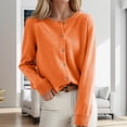 thumbnail image 2 of Women's Cardigan Sweater Crew Neck Button Collar Knit Cardigan Sweaters (Orange M), 2 of 4
