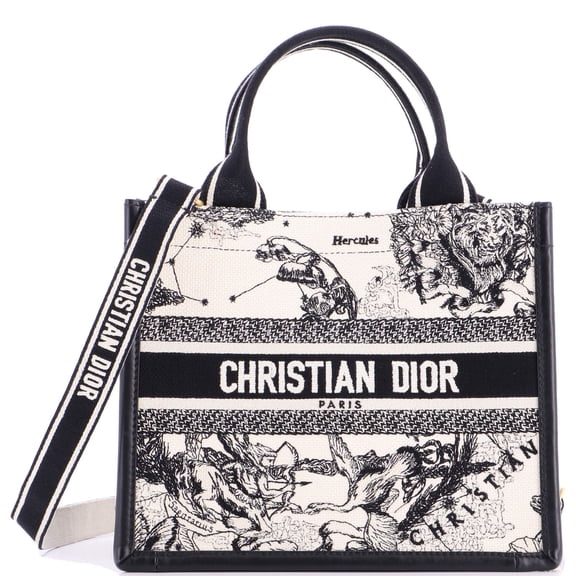Pre-Owned Book Tote with Strap Embroidered Canvas Small By Rebag