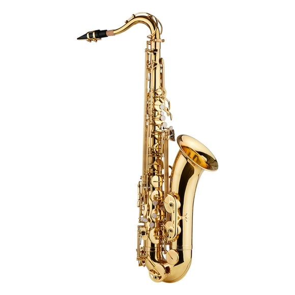 Graflsoa ammoon Bb Tenor Saxophone with 802 Keys, Brass Body, Gold Lacquer Finish, Engraved Design, Includes Case, Gloves, Cleaning Kit, and Strap (Random Cleaning Accessory Colors)