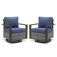 thumbnail image 2 of PARKWELL Classic Swivel Glider Chair Set of 2, Patio Cushioned Lounge Swivel Rocker Arm Chair for Balcony Yard,Gray Wicker and Navy Cushions, 2 of 8