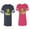 Men Navy / Women Pink, variant on Cobra King Queen Unisex Couple Matching Cotton Jersey style T-Shirt Contrasting stripes on sleeves (Men Navy / Women Black) (Men S / Women S)
